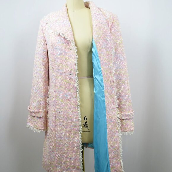 NWT Supply & Demand Pink Rainbow Pastel Bouclé Coat Made in USA of French Fabric - Picture 5 of 16